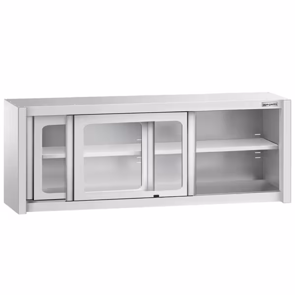 RVS wandkast - 2000x400x650mm - met glazen schuifdeuren
