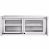 Commercial Stainless Steel Wall Cupboard - 1800x400x650mm - with Glass Sliding Doors