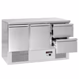 Stół chłodniczy ECO - 1368x700mm - 368L - front Czarny - z 2 drzwiami - z 2 szufladami