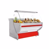 Koeltoonbank - 1525x1150mm - 300 liter - rood - gebogen ruit - granit werkblad