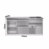 Barkoelkast PREMIUM PLUS - 1950x700mm - 1 glazen deur & 2 laden