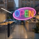 Neon LED – OPEN – z regulacją jasności – różowy – kolorowy