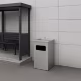 Ash bin - Free-standing - 600(H)x300(W)x300(D)mm - removable ashtray - Stainless steel