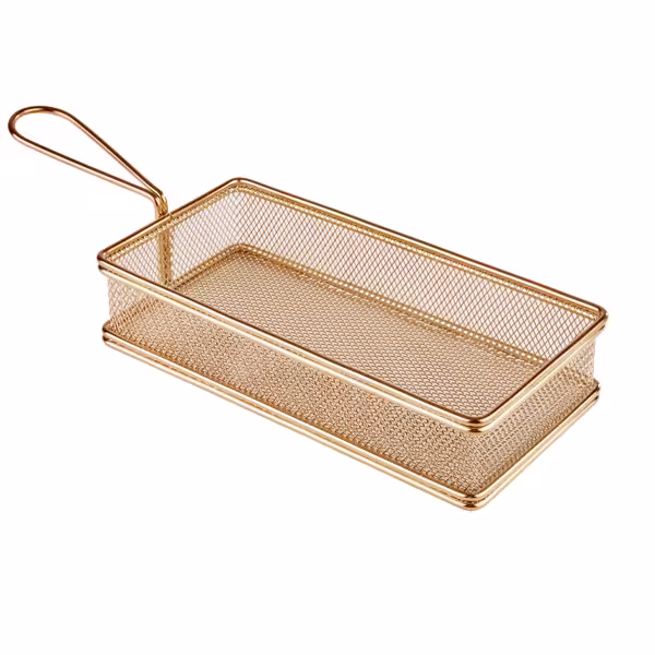 (6 st) Serveringskorg SNACKHOLDER - rostfritt stål - rektangulär - 215x105x45 mm - koppar