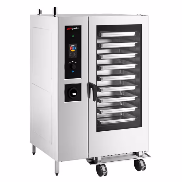 Commercial Gas Combi Oven – Touch Control – 40 × GN 1/1 – with Automatic Cleaning System, Core Temperature Probe, Boiler, Rack