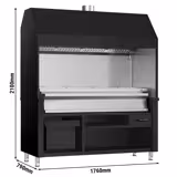 Commercial Charcoal Grill - BERLIN -  Closed Hood – 1 Charcoal Drawer – 4 Filters – hood outlet 240 mm – no rotisserie