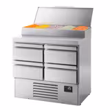 Table réfrigérée de préparation Mini - 978 x 700 mm - avec 4 tiroirs - avec superstructure en inox 5 x GN 1/4