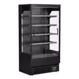 Supermarkt-wandkoelmeubel - 1002mm - 440 liter - met 2 glazen schuifdeuren & 4 schappen - 1 tot 5 °C - zwart