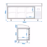 Pizzakühltisch Premium PLUS - 1980x700mm - mit 6 Schubladen