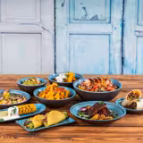 (6 pcs) CANCUN | Plate - Melamine - Ø255mm - Blue/Brown