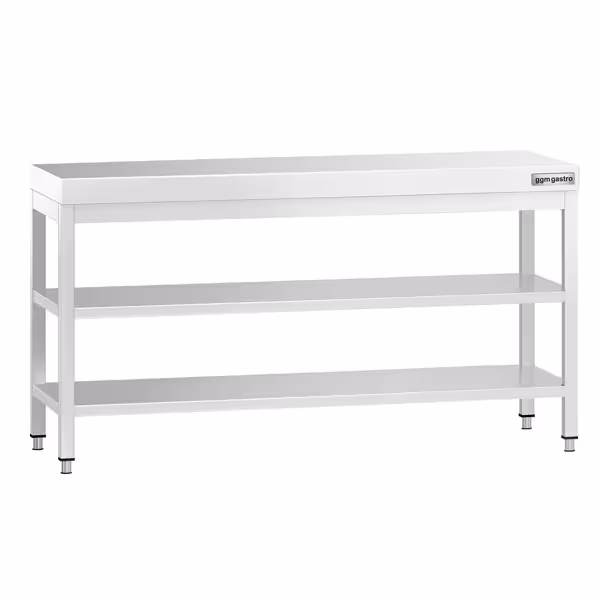 Radni stol od nehrđajućeg čelika PREMIUM - 1800x600 mm - Sa podnom pločom & međupločom