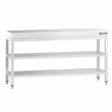 Mesa de trabalho em aço inoxidável PREMIUM - 1800x800mm - com prateleira inferior & com prateleira intermédia & com travessas de reforço