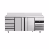 Rashladni pult PREMIUM - 1865x700 mm - 474 l - Ventilirano hlađenje - s 2 vrata - s 3 ladica - Podignuti rub