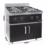 Gasspis - 6x brännare (33,5 kW) med pilotlåga inkl. underrede | kokspis | restaurangspis | spis | gashäll