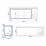Koelwerkbank PREMIUM PLUS - 1960x600mm - 1 deur, 6 lades, 1 spoelbak - met spatrand - 385 liter