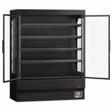Murale Refrigerato Professionale - 1524mm - 693l - +1°/+5°C - con 2 porte a battente in vetrocamera & 4 ripiani - Nero