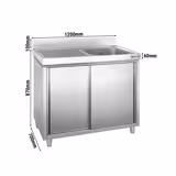 Commercial Sink Cabinet PREMIUM - 1200x700mm - with 1 bowl right-hand