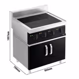 Induktiokeittotaso - 14 kW - 4 keittolevyä - sis. 2 ovella varustetun alusrakenteen.