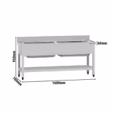 Dřezová skříňka na hrnce ECO - 1600x700 mm - se spodem - 2 dřezy