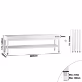 Tavolo di base in acciaio inox 2000x700 mm - con ripiano di base