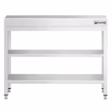 Commercial Stainless Steel Centre Table PREMIUM - 800x700mm - with Undershelf - with 2 Undershelves - with Cross Bracing