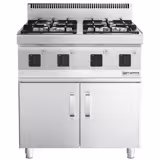 Plynový sporák - MARIO 600 - 600x600x1 000 mm - 14,0 kW - 4 hořáky - samostatně stojící jednotka - vč. podstavce s 2 dveřmi