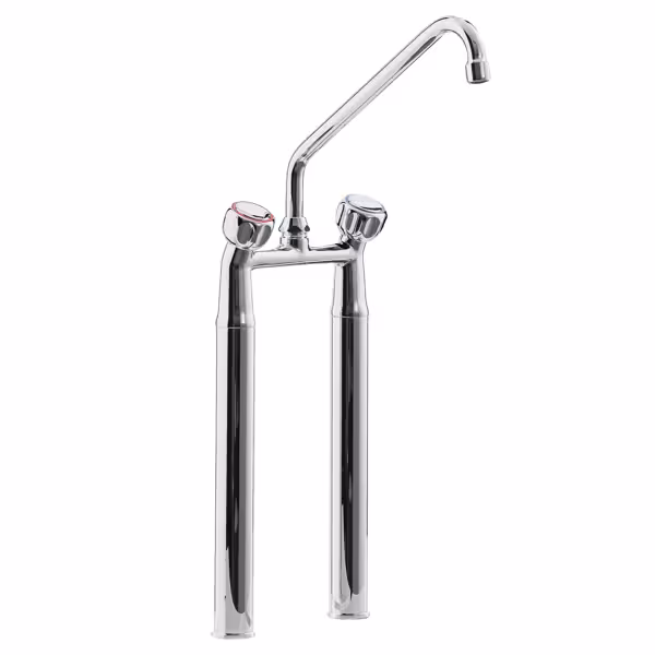 Tweegats mengkraan - met 2-gats duobloc, zwenkuitloop, eengreeps, wandmontage, G1/2, debiet 18l/min - 250mm