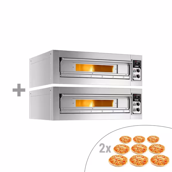 (2 unid) Forno de pizza elétrico Power - Base em pedra refratária - 9+9x Ø33cm - Eletromecânico - até 400°C