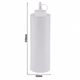 (6 pcs) Bouteille à sauce souple - PEBD - 650ml - Ø65mm - avec capuchon de fermeture - Blanc
