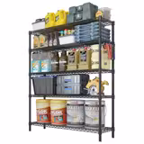 Stalen opbergrek - 1200x1800mm - Diepte: 450mm - met 5 legborden (in hoogte verstelbaar) - zwart - Draagvermogen totaal: 180kg