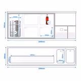Comptoir de bar réfrigéré PREMIUM - 2500x700mm - 1 porte vitrée & 4 tiroirs en verre