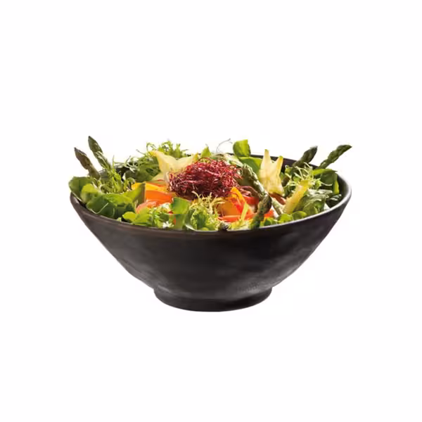 (6 stuks) Kom - MARONE - Melamine - 1 liter - Ø 210mm - Zwart/Bruin