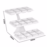 Présentoir buffet / étagère - blanc - incl. 24 bols en mélamine - rectangulaires