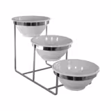 Alzata per buffet - Acciaio inox - Rettangolare - 300x800mm - 3 ripiani - Altezza: 350mm - incl. 3 ciotole in melamina