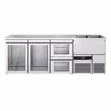 Banco Spillatura Birra PREMIUM - 2500x700mm - 2 Porte in vetro & 2 Cassetti in vetro