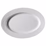 (12 pieces) Sea Wave Oval Porcelain Doner Kebab Plate 350 mm – White - High-gloss