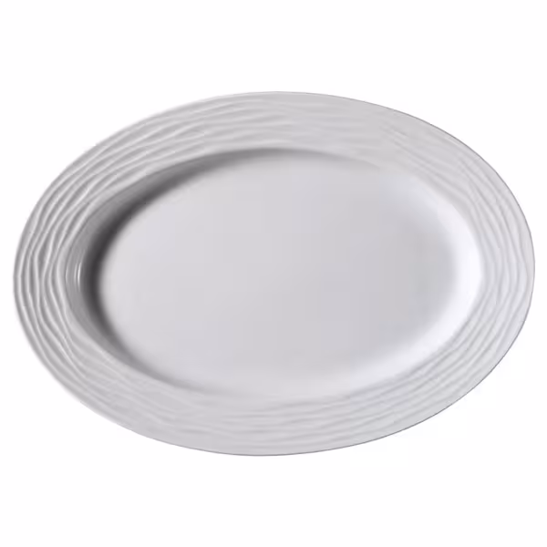 (6 kpl) SEA WAVE - tarjoilulautanen/astia - dönertarjotin - ovaali - posliini - 350x350 mm - valkoinen