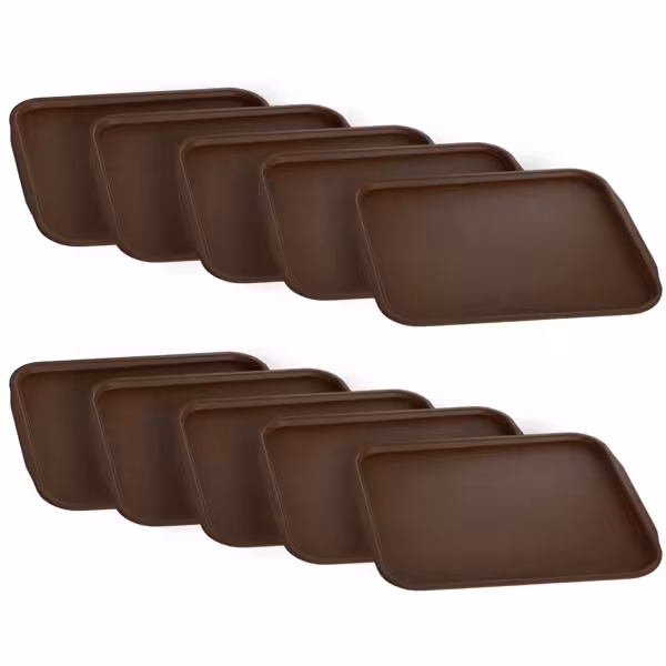 (10 db) Gyorséttermi tálca - ABS műanyag - 530x370 mm - Magasság: 20 mm - barna - csúszásmentes felület