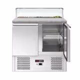 Saladette réfrigérée ECO - 900mm - 240L - 2 portes - avec vitrine de comptoir pour 5x GN 1/6