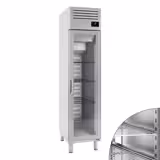 Koelkast RVS PREMIUM PLUS - GN 1/1 - EN 600x400 - 482mm - 325liter - tot +6°C - met 1 glazen deur - geforceerde koeling, LED‑verlichting & legroosters, slot & automatische ontdooiing