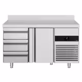 Tavolo refrigerato gastronomia PREMIUM - 1400x700mm - Ventilata - 281 L - con 3 cassetti - Alzatina