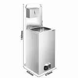 Commercial Mobile hand wash basin - Stainless steel - with foot-pump, soap dispenser & paper towel dispenser