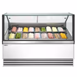 Schepijsvitrine THEO - 1736x1095x1300mm - Geventileerde koeling - met LED-verlichting - voor 18x 5 liter ijsbak - Wit