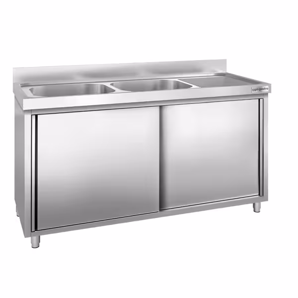 Commercial Sink Cabinet PREMIUM - 1800x600mm - with 2 bowls left-hand