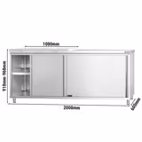 Mesa armario inox PREMIUM - para productos de cereales y lácteos - 2000x600mm - con estante intermedio - incl. 1/2 Tabla de corte Blanco