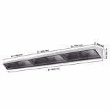 Hotte murale – 4600 mm – avec filtre et éclairage