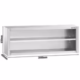 Pensile a giorno in acciaio inox PREMIUM - 2000x400mm - a giorno (senza ante) - 650mm di altezza