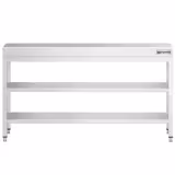 Mesa de trabalho em aço inoxidável PREMIUM - 2,0 m - com prateleira de baixo e prateleira intermediária