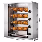 Gas Mini-Hähnchengrill - 12,8 kW - mit 4 Spießen für bis zu 12 Hähnchen