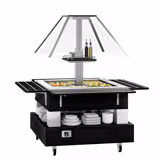 Buffet gekoeld DUBLIN - 1700mm - met gekoelde kuip & zwenkwielen - voor 4x GN 1/1 - bruin